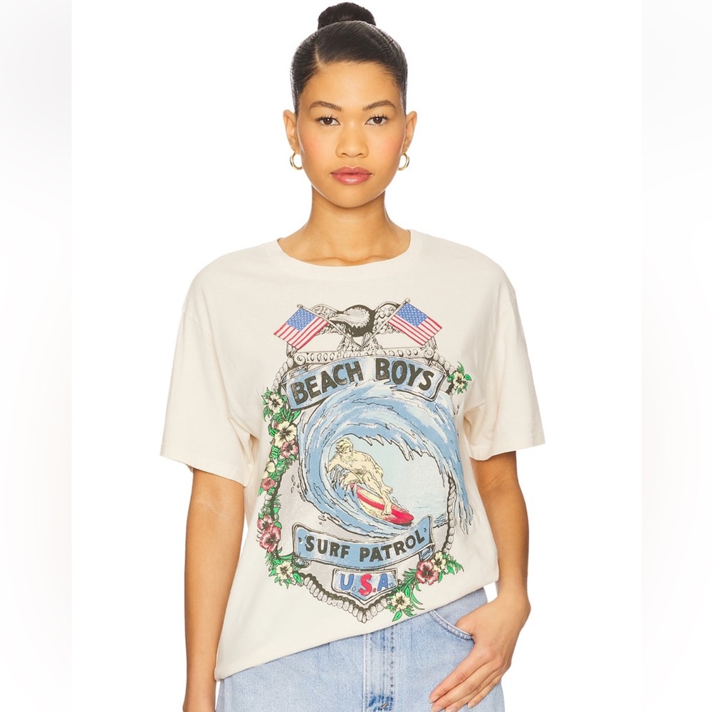 Daydreamer Beach Boys Surf Patrol Boyfriend Tee In Dirty White